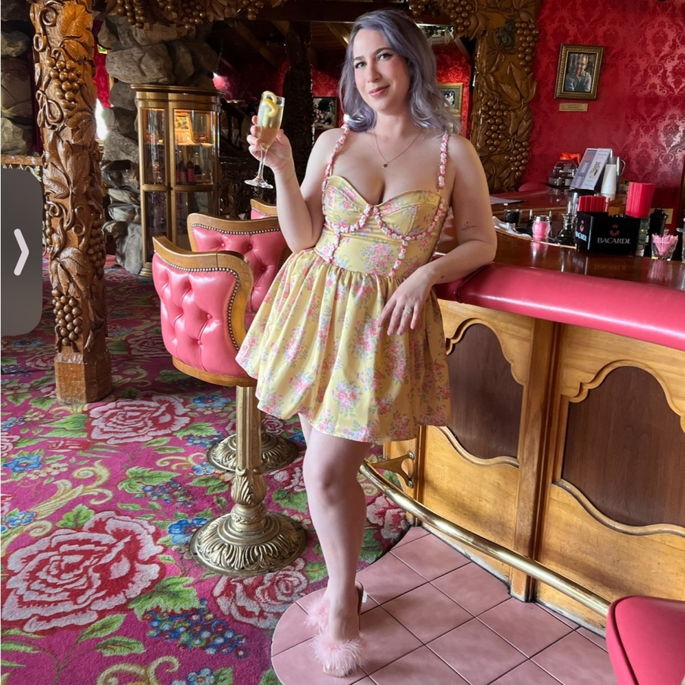 Sugar Thrillz | Dolls Kill Yellow Floral Princess Party Mini Dress